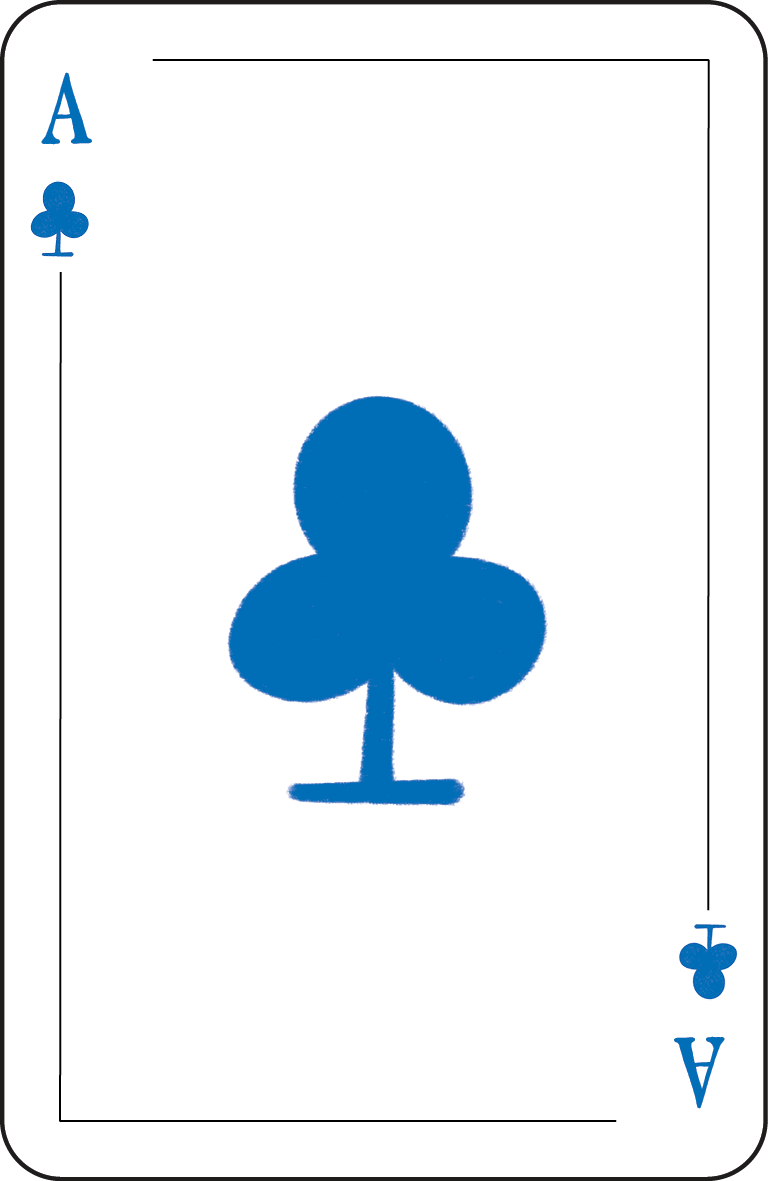 Kreuz-Ass mit großem blauen Kreuzsymbol