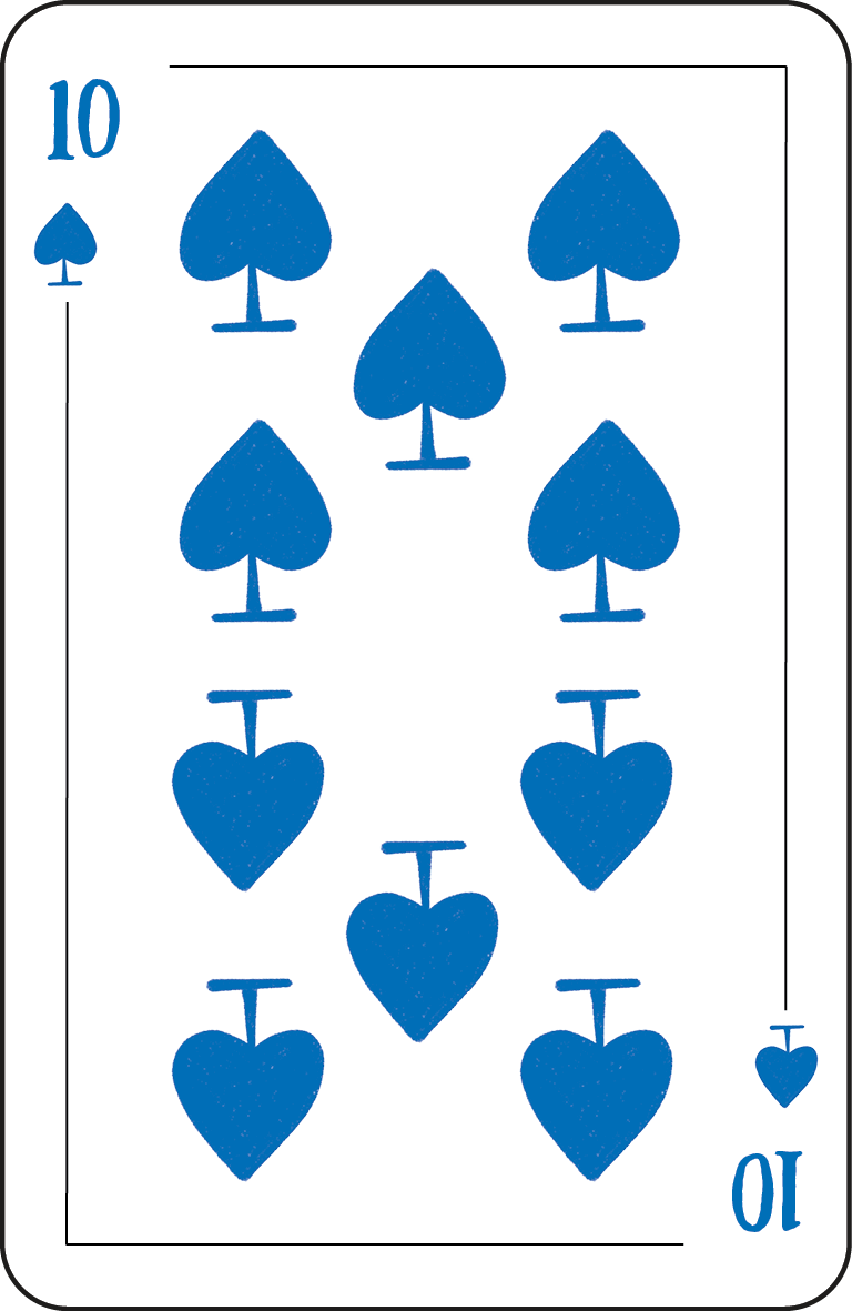 Pik-Zehn mit blauen Piksymbolen